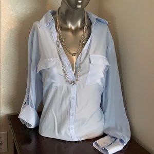 NEW YORK & CO, NEW, Sheer Button Up Collard Blouse